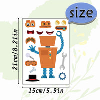 24 Sheets Make a Face Stickers for Kids Toddlers Party Favors Crafts – Fun for Kids & Family - Robot - image 2