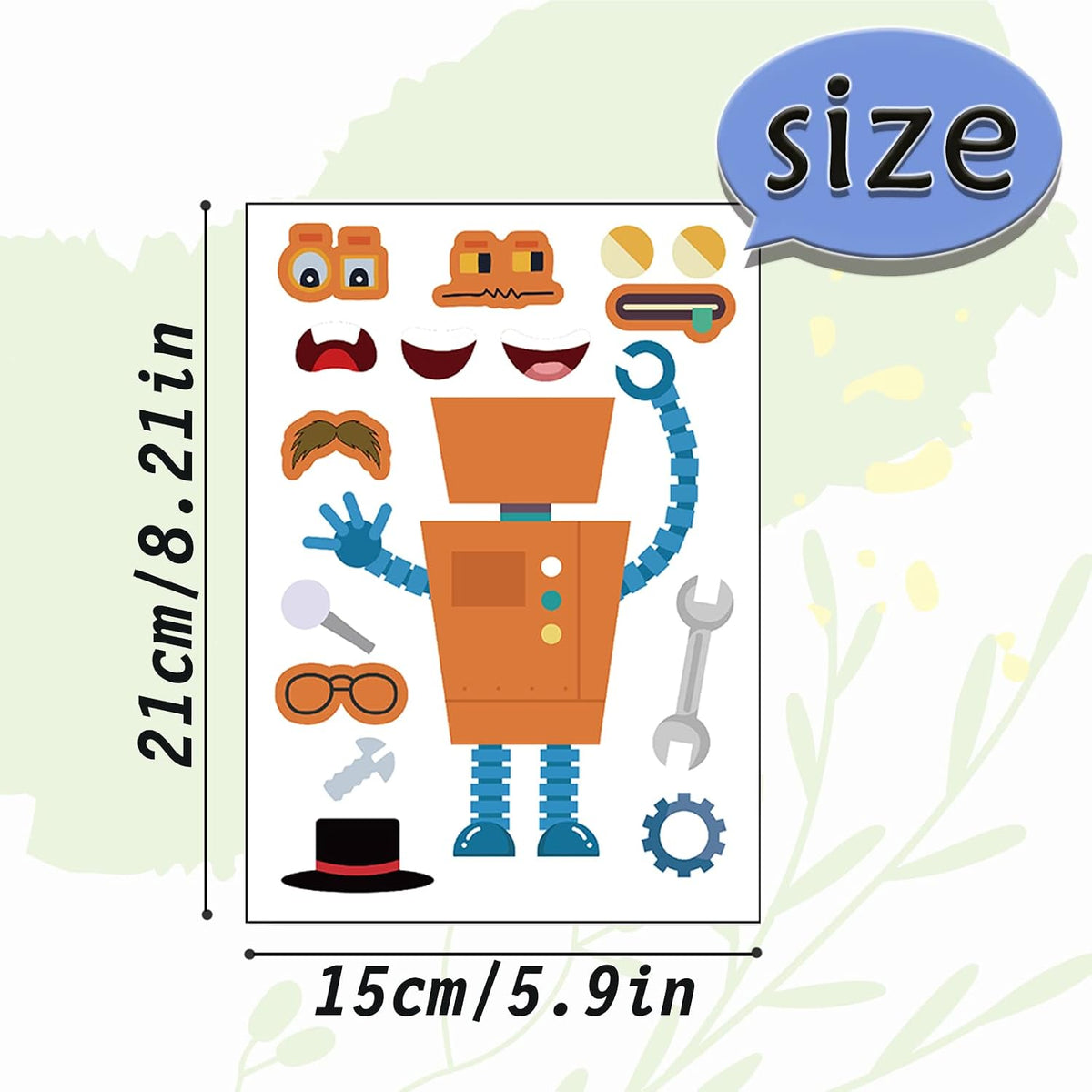 24 Sheets Make a Face Stickers for Kids Toddlers Party Favors Crafts – Fun for Kids & Family - Robot - image 2