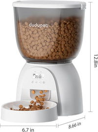 5L Automatic Cat Feeder, Timed Cat Food Dispenser, Automatic Pet Feeders Up to 6 Meal 1-20 Portion, Dual Power Supply Cats Feeder, Pet Dry Food Dispenser for Cats and Small Dogs