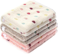 1 Pack 3 Blankets Super Soft Cute Dot Pattern Pet Blanket Flannel - Beige/Brown/Pink / 30x20 inch (Pack of 3)