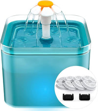 AONBOY Cat Water Fountain Filters - Cyan+4 Filters & 2 Sponges