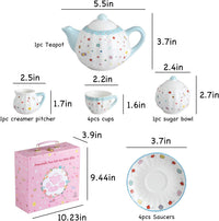 Sweejar porcelain tea set for little girls in pumpkin shape with teapot, cups and saucers - view 13