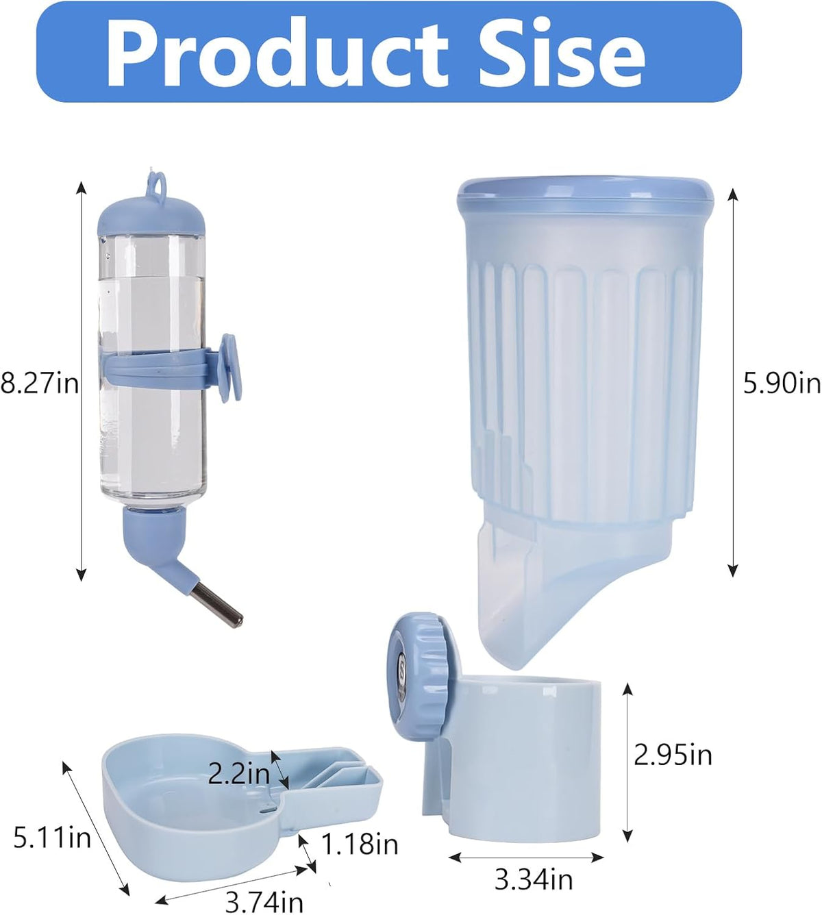 SANGLE SOPFFY Rabbit hay Feeder Small Animal Feeding Set with 350ml - blue - image 2