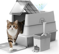 Stainless Steel Litter Box with Lid - Silver Grey / X-Large