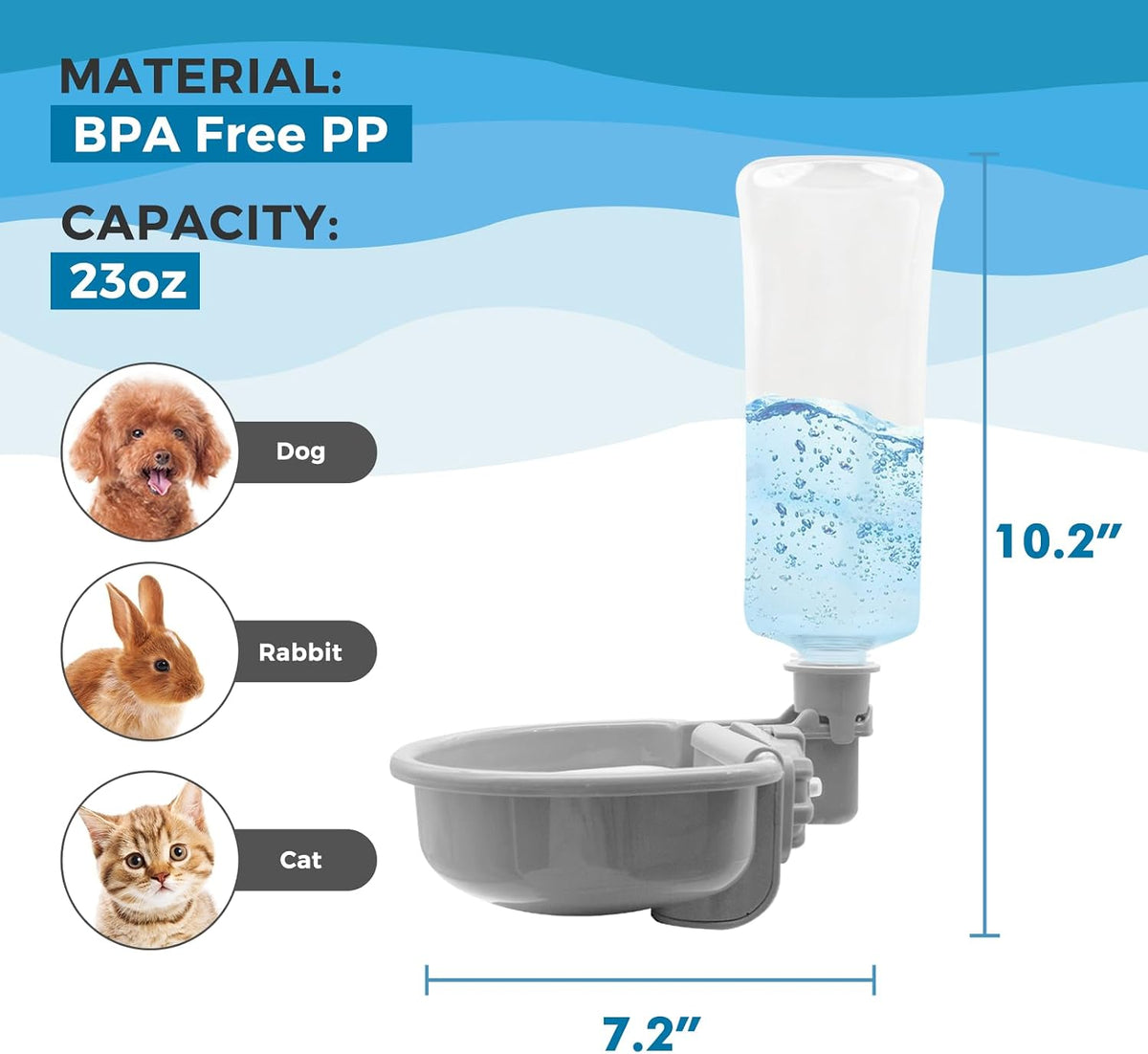 VANNON Gravity Pet Water Bowl, Grey - 23oz / A-Grey - image 4