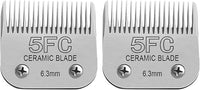 Detachable Pet Dog Clipper Blades, Compatible with Size-5FC(6.3mm), Most Oster A5, KM Series Clippers,Made of Ceramic Blade & Stainless Steel Blade 2Pack