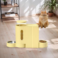 Automatic Cat Food Feeder and Water Dispenser,2 in 1 Gravity Cat Feeder and Water Dispenser with Stainless Steel Bowl,2 Pack Large Capacity Self Feeding for Small Medium Pets Puppy Kitten