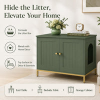 28.3" L Cat Litter Box Enclosure with Metal Frame - 28.3"L / Green - image 2