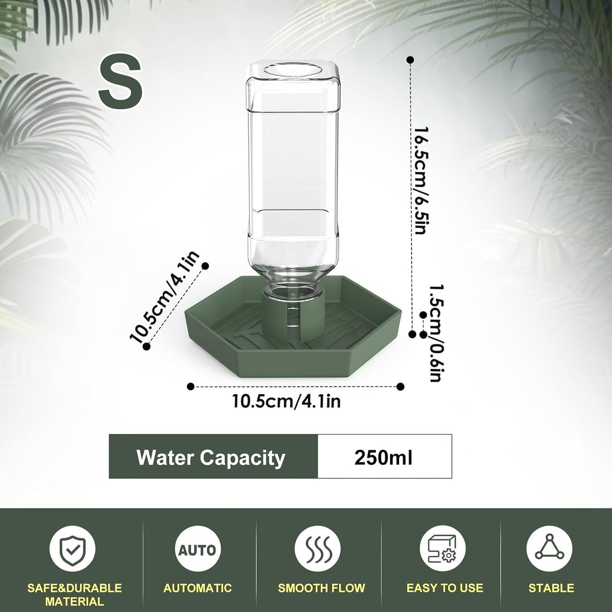 Reptile Water Dispenser Bowl for Bearded Dragon Tortoise – Essentials for Reptiles And Amphibians - Grey Green / S - image 4