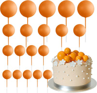 ASTARON 20 Pcs Gold Balls Cake Topper Decorations for Birthday Cake - Orange