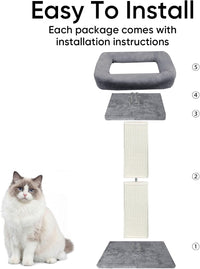 Cat Scratching Post for Indoor Cats - Grey / Scratcher with Bed - image 4