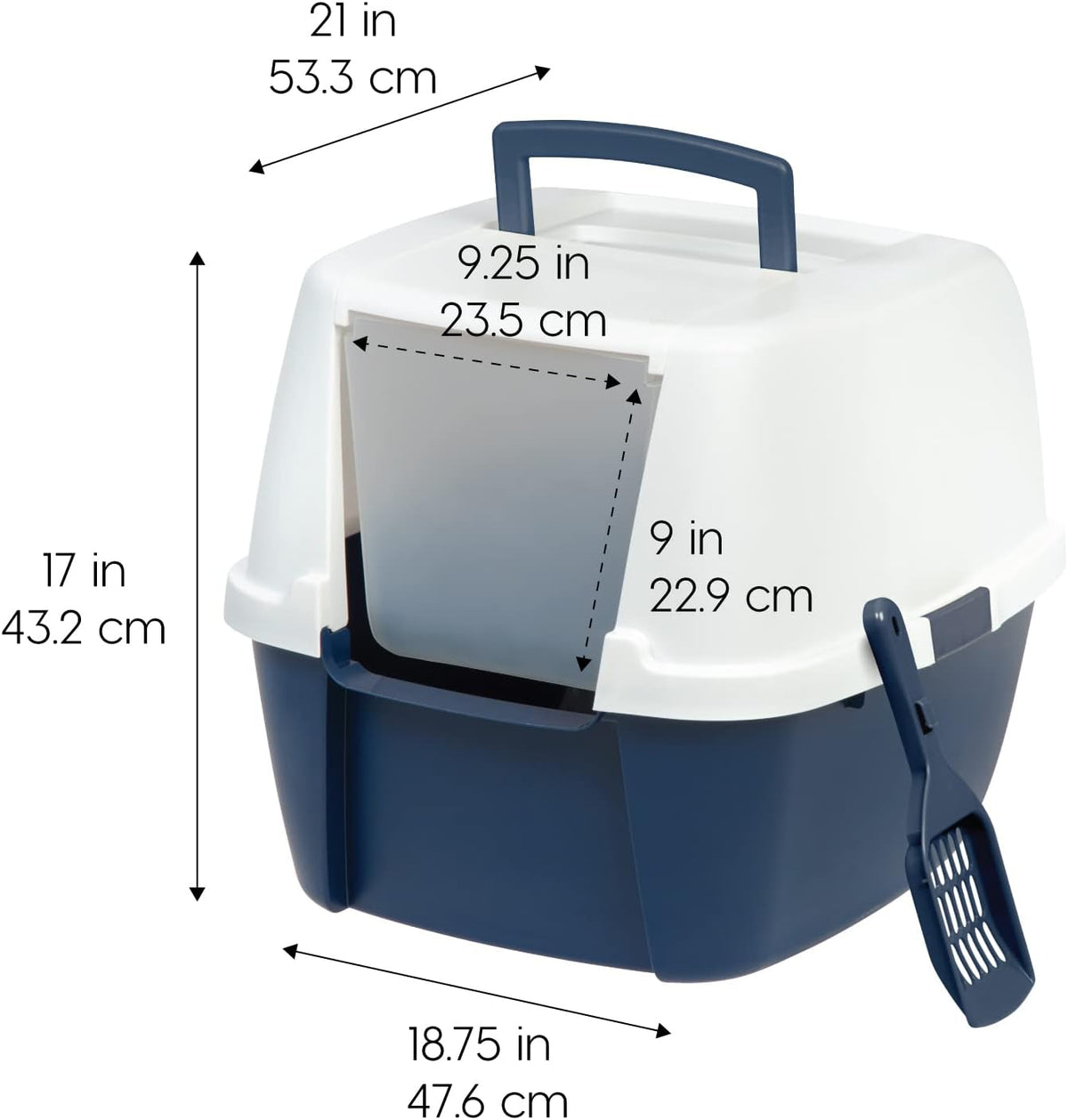 IRIS USA Large Front Door Cat Litter Box, Walk-in Entry - Jumbo Enclosed / Navy - image 2
