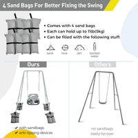 FUNLIO Toddler Swing with Foldable Metal Stand for Toddlers Aged 1~10 - Gray - image 3