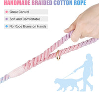 5 FT Handmade Rope Dog Leash for Small Medium and Large Dogs – Essentials for Dogs - 5FT x 1/2in (Pack of 1) / Colorful Macaron - image 3