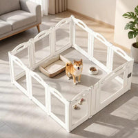 Foldable Clear Acrylic Dog Playpen with Door - White / 10 panels + 1 door / 23.6 inches