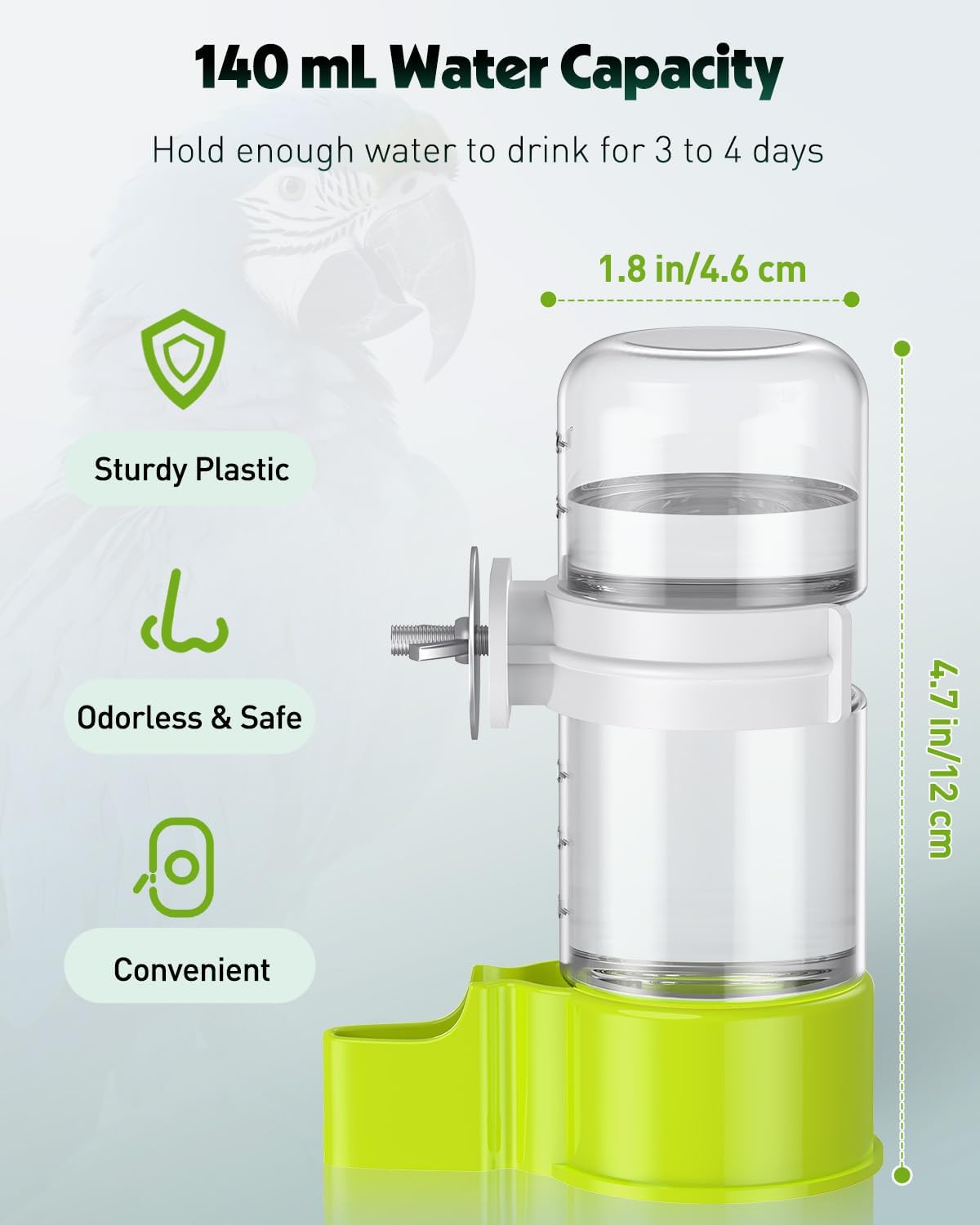 Pawfly 2 Pcs Bird Water Dispenser, Automatic Water Feeder - 1 PC / Green - image 2