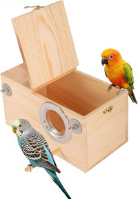 Parakeet Nesting Box, Wood Bird Nest House for Cage - M-9.84 x 5.11 x 5.11in