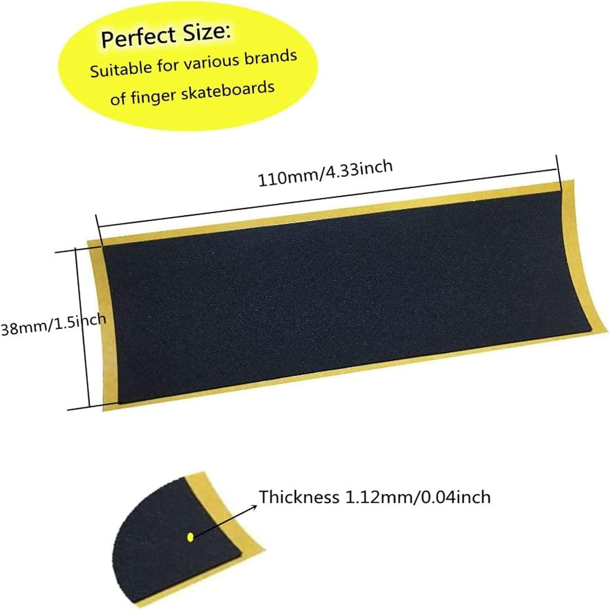 Fingerboard Grip Tape, PRO Quality 8 Sheets Foam Black Wooden Mini Skateboard Strong Adhesive - 30pcs - image 2