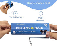Extreme Sticky Large Surface Lint Roller, 6.3'' Giant Pet Hair Remover Roller for Pet Dog Cat Hair, Clothes&Furniture Cleaning, 90 Sheets (4 Refills)