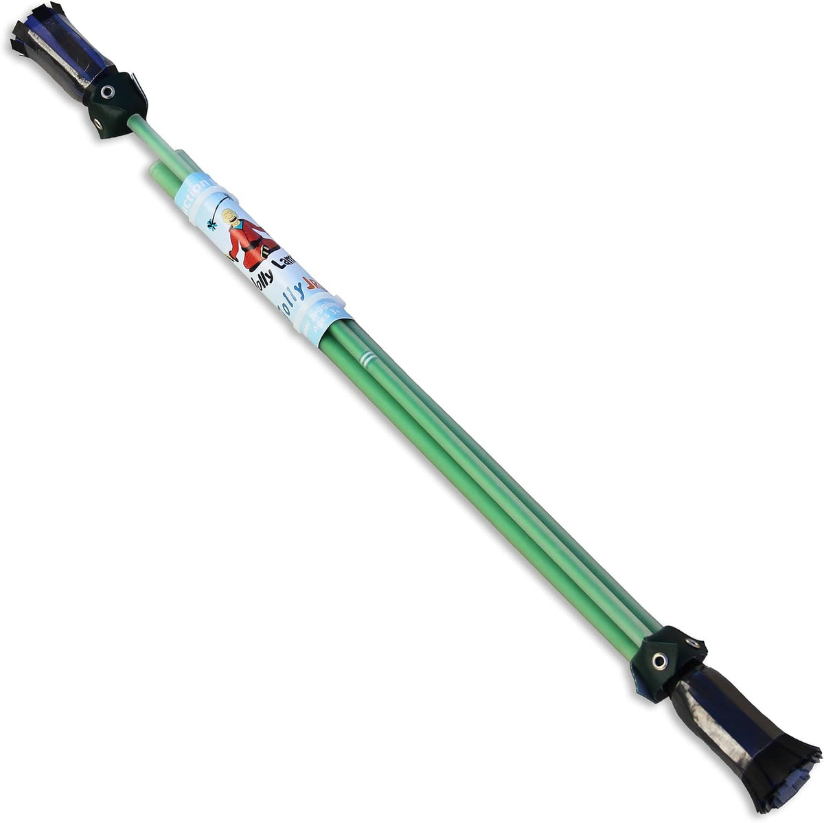 Green Jolly Jrs beginner juggling flower sticks with rubber grip handsticks and vinyl tassels - view 4