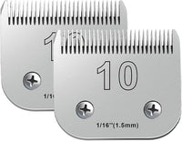 2PCS 10 Blades Dog Grooming Blades Compatible with Andis,Oster A5,Wahl km10 Dog Clippers,Size-#10, 1/16-Inch Cut Length (2pcs #10 (1.5mm))