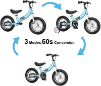 Balance Bike 2 in 1 for Kids 2 3 4 5 6 7 Years Old - Blue / 12 inch - image 2