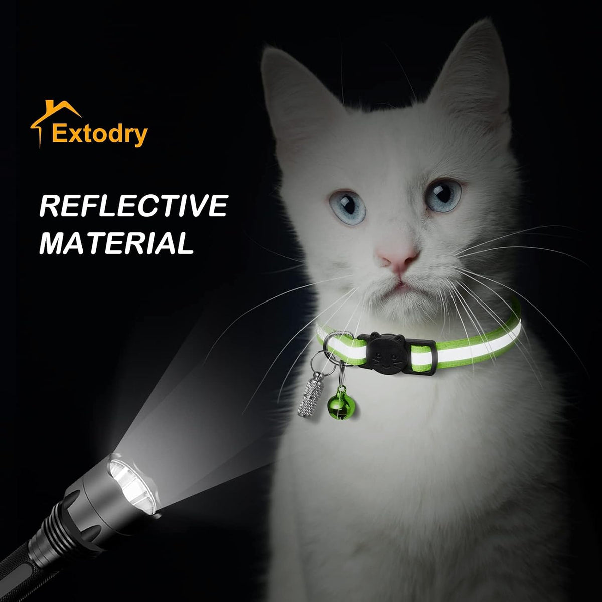 12 Pack Reflective-Breakaway Cat Collars with Bells - Adult Cat 7.5''-12.5'' (with 2 ID Tags) - image 2