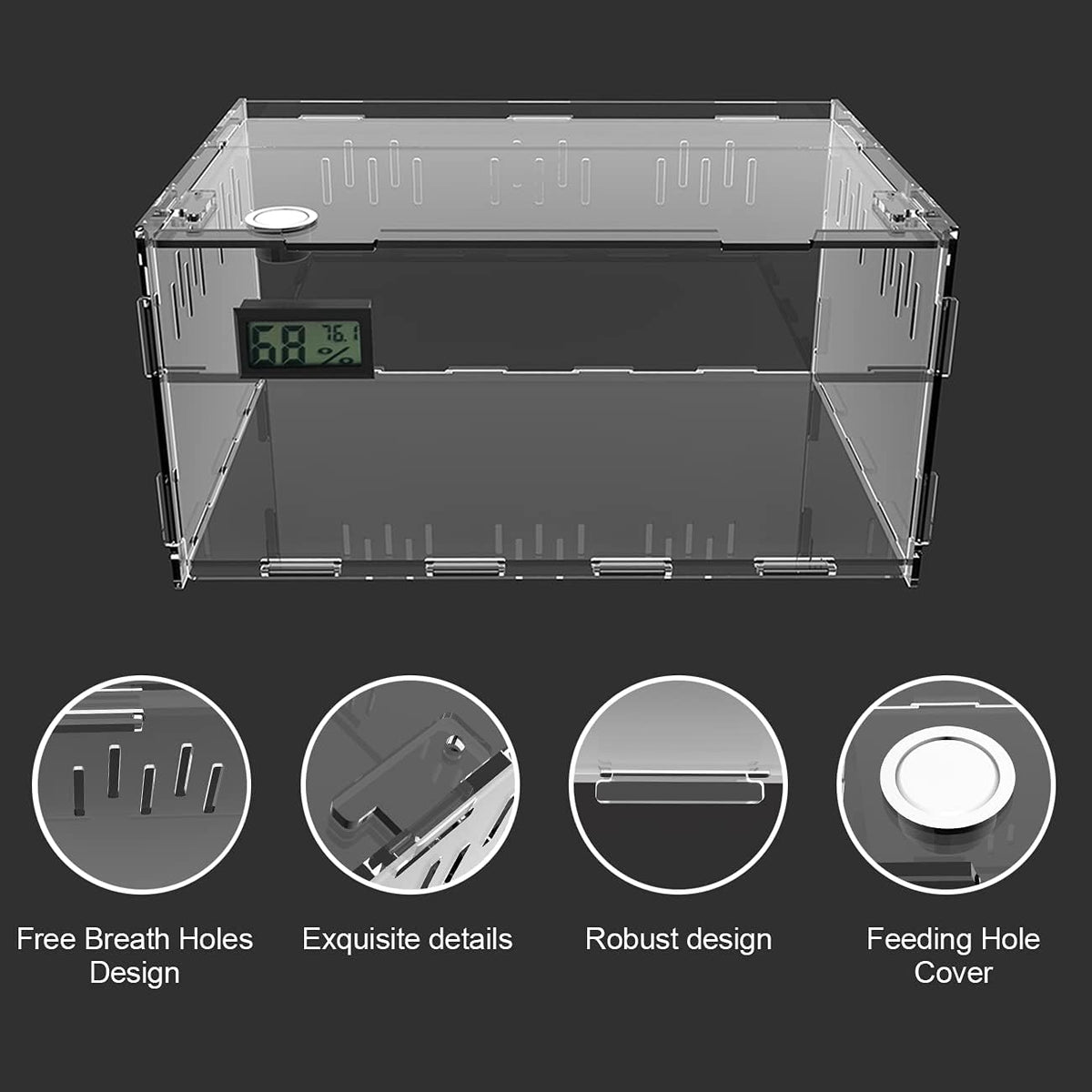 Large Acrylic Reptile Terrarium Breeding Tank 15.3"x9.7"x7.6" – Essentials for Reptiles And Amphibians - Large (Pack of 2) - image 3