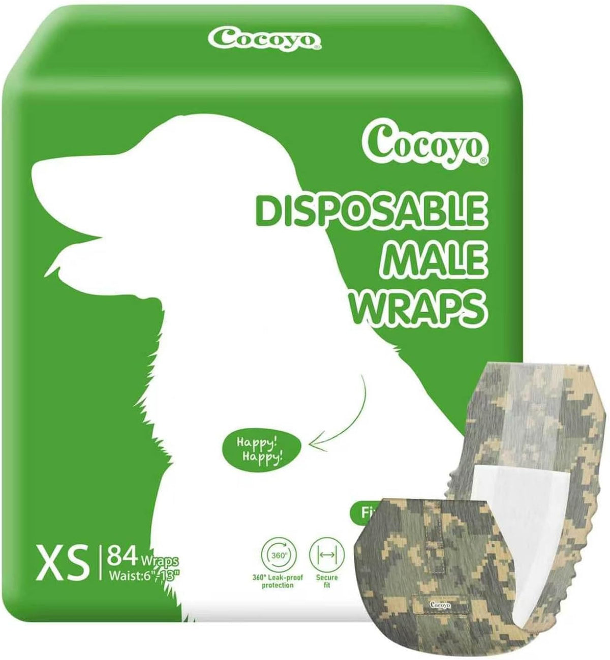 COCOYO Disposable Male Dog Wraps, Small Size, Super Absorbent - Extra Small