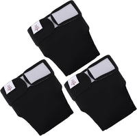 CuteBone Washable Dog Diapers Female No Tail Hole 3 Pack Reusable - For docked-tail, all black 3pcs / L - image 2