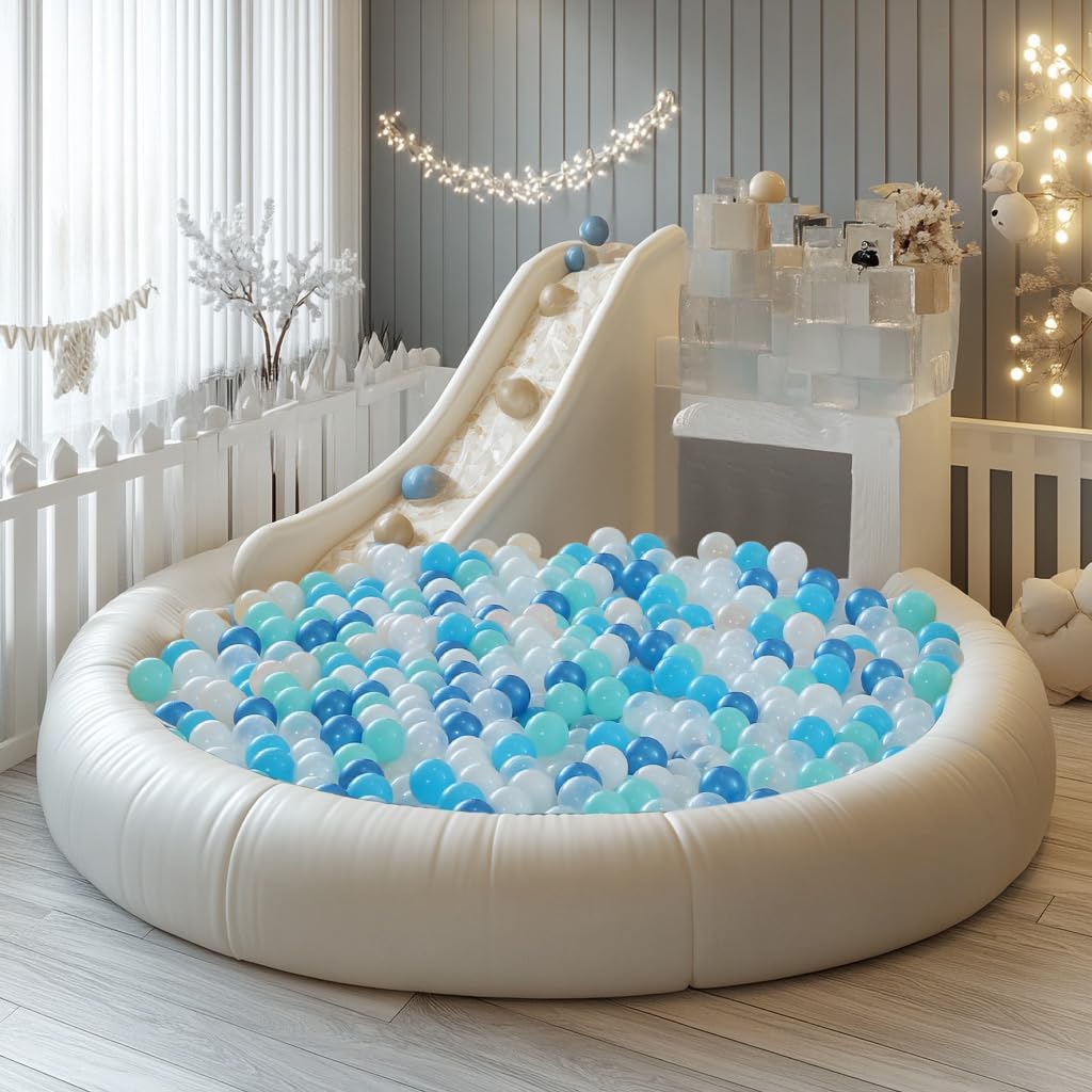 Realhaha Ball Pit Balls Baby Plastic Playpen Playball 2.15″ - Dark Blue Blue Green White Clear / 50 balls - image 4