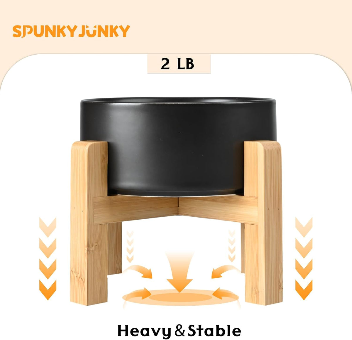 SPUNKYJUNKY Ceramic Elevated Dog Bowls 2 Pack - Medium - 3.6 CUPS*2 / Black - image 3