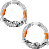 BV Dog Tie Out Cable 25 Feet - Heavy Duty Dog Lead Up to 90 Pounds - Reflective & Rust-Free with Quick Release Swivel Clips & 360° Rotating Clasp - Tangle-Free Dogs Runner for Yard (Silver, Pair)