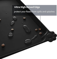 Waterproof Pet Feeding Mat with High Raised Edges, Heavier and Thicker Placemats for Cat Dog Water Bowl with BPA Free, Dogs Cats Food Mats for Messy Drinkers to Prevent Spill and Protect Floors