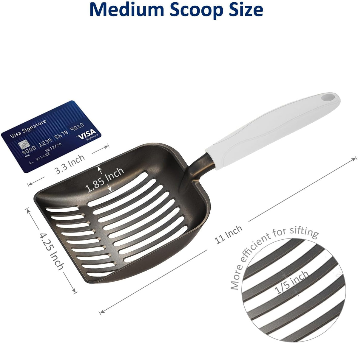 Cat Litter Scoop, Non-Stick Plated Aluminum Alloy Sifter - Medium / #05 Grey - image 4