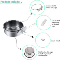 Parrot Feeding Dish Cups,Stainless Steel Bird Food Water Bowl Parakeet Feeder Birds Cage Ball Toys - 【2 PCS】 / 【S:3.9x1.6 Inches】 - image 4