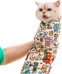 Cat Grooming Wrap – Self-Adherent Anti-Scratch Swaddle Restraint Bag for Nail Cutting, Medication, Multifunctional Care - Calm Cozy Burrito Papoose Pet Magic Blanket (27.6 Inches within 11.1lbs)