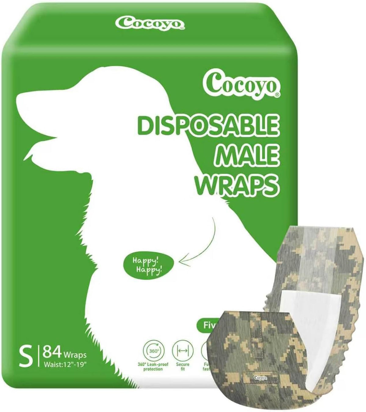 COCOYO Disposable Male Dog Wraps, Small Size, Super Absorbent - Small