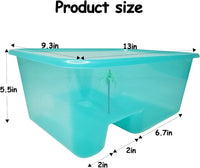 Fhiny Turtle Tank with Lid, Plastic Reptile Terrarium Turtle Breeding Box with Basking Platform Tortoise Aquarium for Crayfish Hermit Crabs Geckos Lizards Habitat Prevent Escaping (Small)