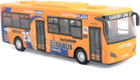 Ailejia yellow diecast city bus toy with pull back motor, lights and music