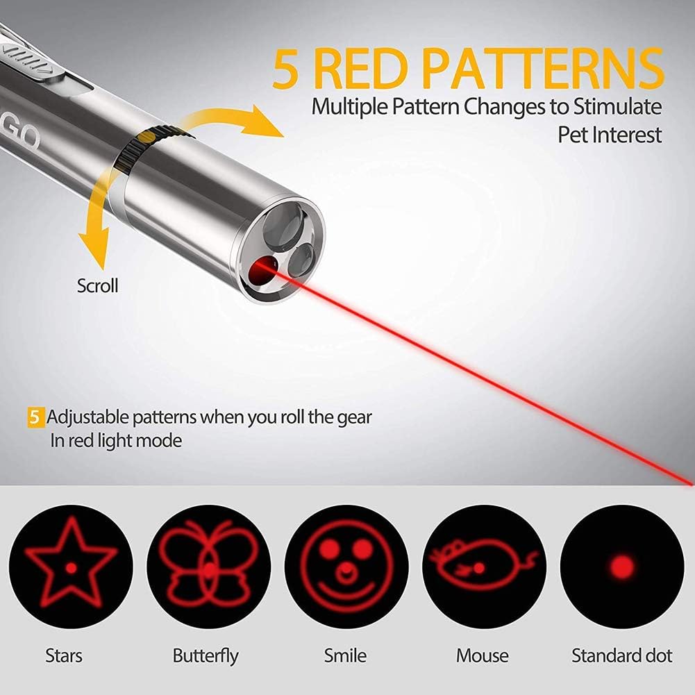 Aluminum alloy rechargeable cat laser pointer toy with clip and USB charging - view 2