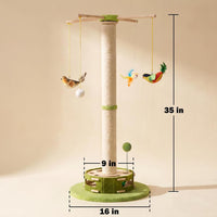Tall Cat Scratching Post for Indoor Cats Adults with Carpet - White & Green / Medium - image 4
