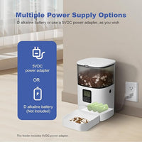 Automatic Cat Feeder, 4L Cat Food Dispenser with 10s Voice Recorder, Pet Feeder up to 8 Meals per Day, Timed Dog Feeder with Dry Food Sealed Ring (White, 4L-Basic)