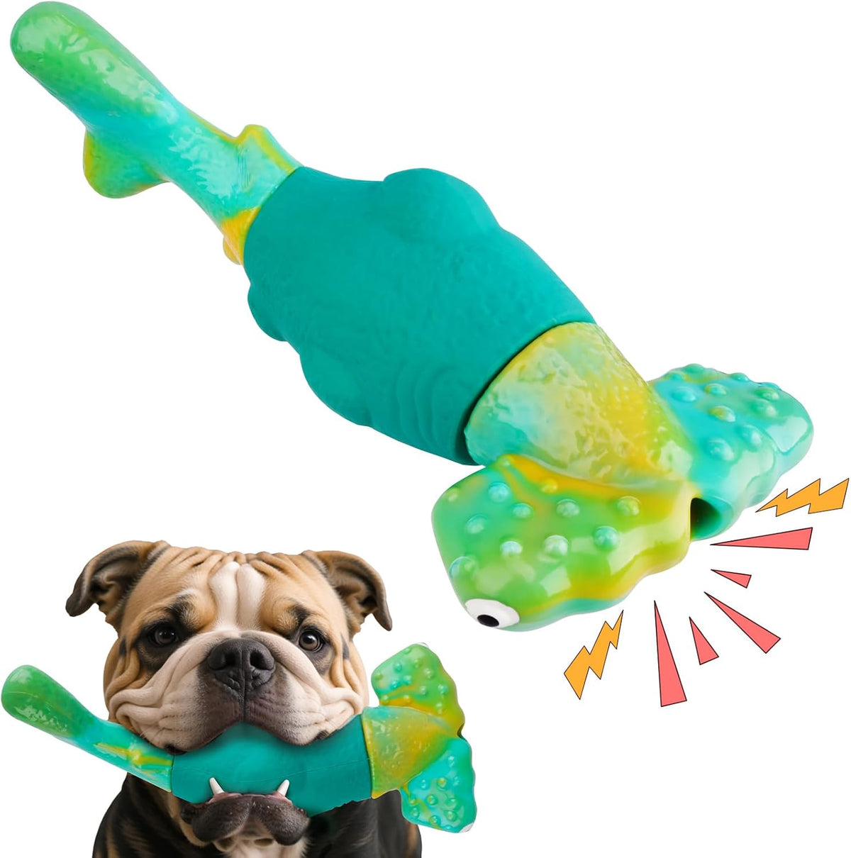 Dog Toys for Aggressive Chewers, Squeaky Tough Chew Toys – Essentials for Dogs - Green / Hammerhead Shark