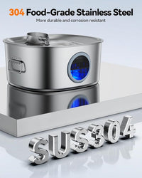Dog Water Fountain Stainless Steel, 11L/2.8Gal Large Pet Water Fountain for Large Dogs Inside, Dog Fountain Water Bowl Automatic Dispenser with Visible Window & LED, Ultra Quiet (with 8pcs Filters)