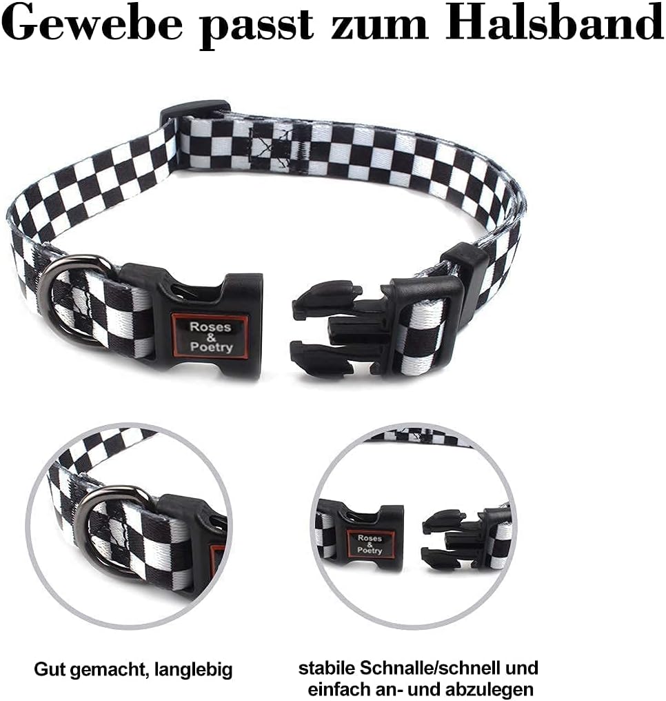 Roses&Poetry Reflective Dog Collar with Gradient Mistyrose - L / Checkered - image 3