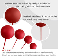 ASTARON 20 Pcs Gold Balls Cake Topper Decorations for Birthday Cake - Red - image 3