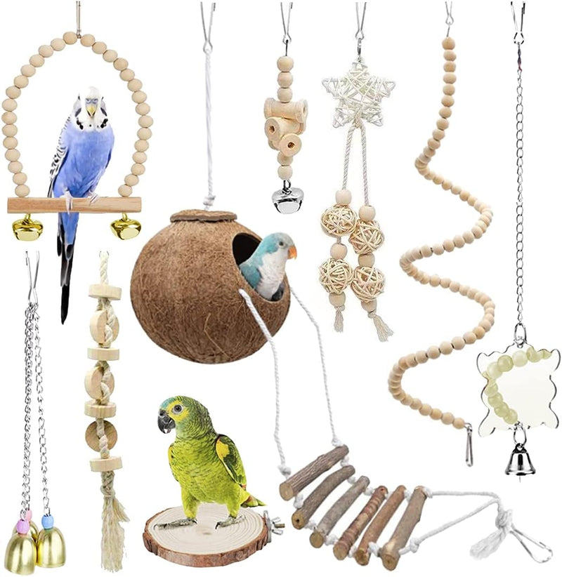 9-Piece Parakeet Toys & Budgie Toys, Bird Cage Accessories Set – Essentials for Birds