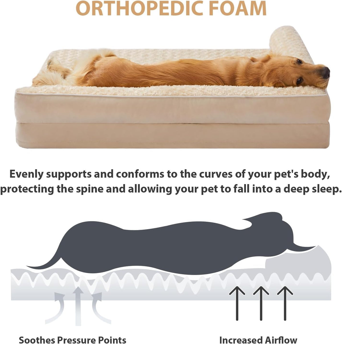 Orthopedic Washable Dog Bed - Beige / 54.0"l x 36.0"w x 7.5"th - image 3