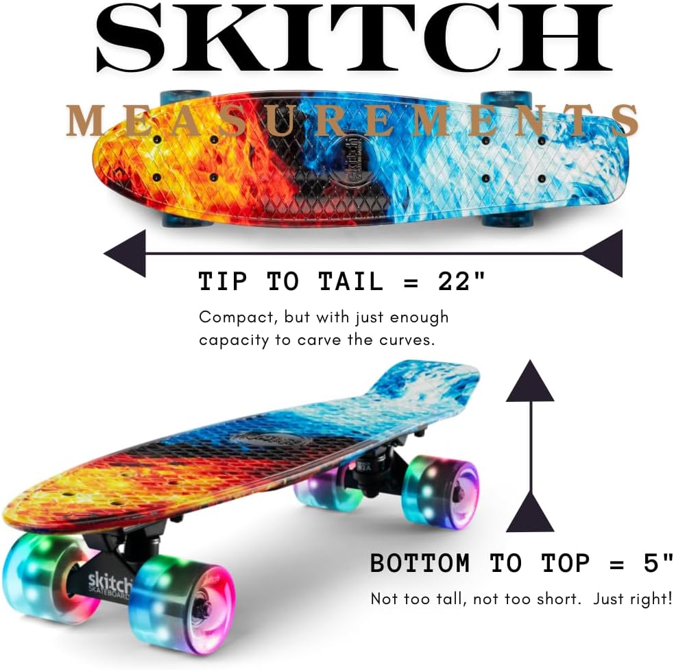 SKITCH Skateboards for Kids, Teens and Adults - Wildfire Blaze LED+ - image 3